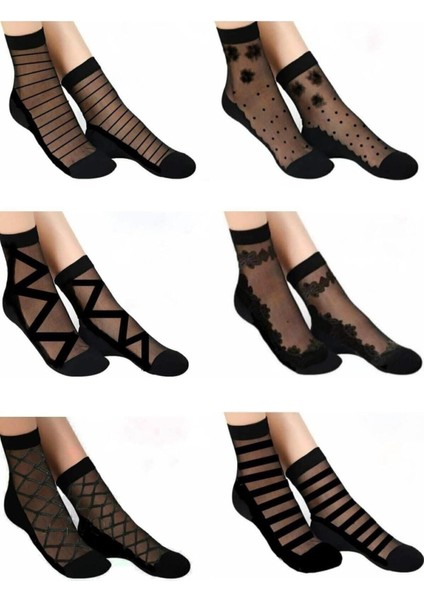 Stnd Kadın Siyah Desenli Tül Çorap 6 Lı MSB20212015 Klasik