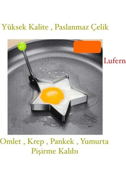 Paslanmaz Çelik Yıldız Şekilli Kızartma Kalıbı Yumurta Omlet Krep Pankek Pancake Pişirme Kalıbı