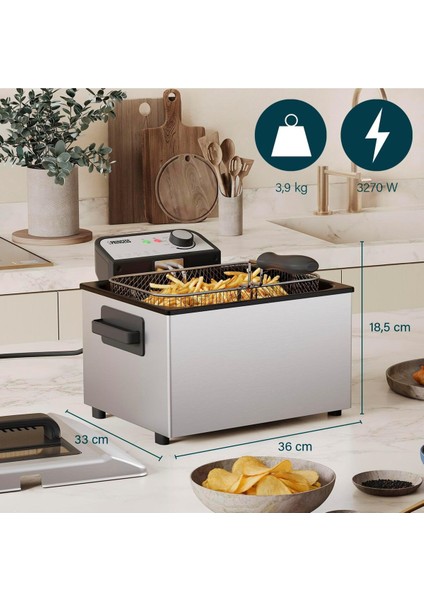 5 Litre Fritöz, 3270 W Güç, Soğuk Bölge Teknolojisi, Çift Termostatör fiyatları