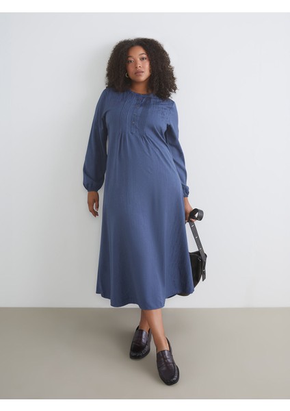 Yeni Sezon Büyük Beden Bisiklet Yaka A Kesim Elbise fiyatları