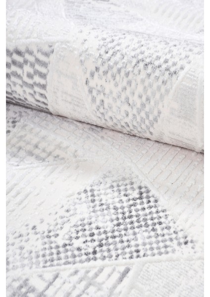 Elyfa Luxe Gri Akrilik Halı – Salon ve Oturma Odası, Robot Süpürge Uyumlu, 4m En-Özel Ölçü