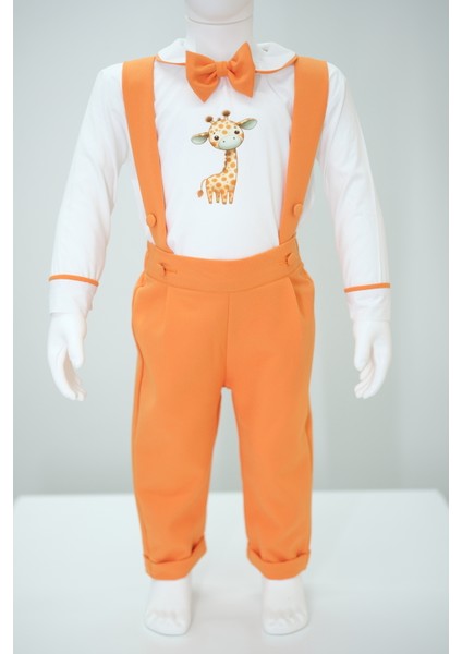 Udoras Tesktil Zürafa Baskılı Şort Salopet Takım
