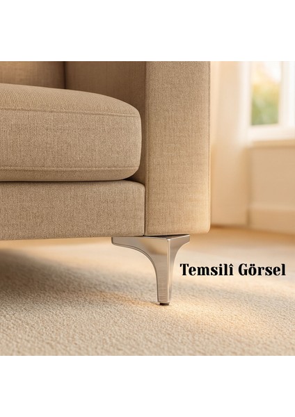 Metalon 12 cm Krom Gümüş Metal Mobilya Ayağı Modern Koltuk Dayanıklı Üçgen Ünitesi Ayağı Ayakları indirimleri