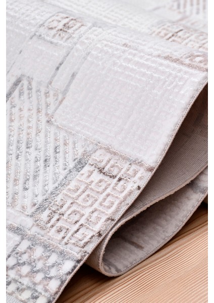 Elyfa Luxe Krem Akrilik Halı – Salon ve Oturma Odası, Robot Süpürge Uyumlu, 4m En-Özel Ölçü indirimleri