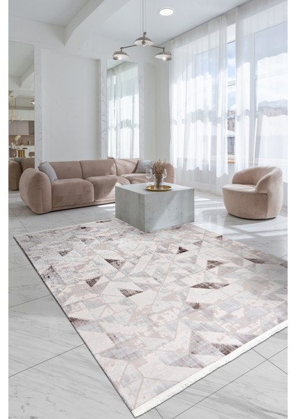 Elyfa Luxe Kahve Akrilik Halı – Salon ve Oturma Odası, Robot Süpürge Uyumlu, 4m En-Özel Ölçü modelleri