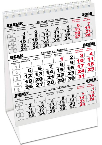 Üçgen Denizci Masa Takvimi 2026