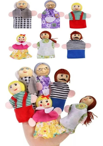 Sevimli Ahşap Parmak Kukla Aile Seti, Montessori Oyun Ev Figürleri