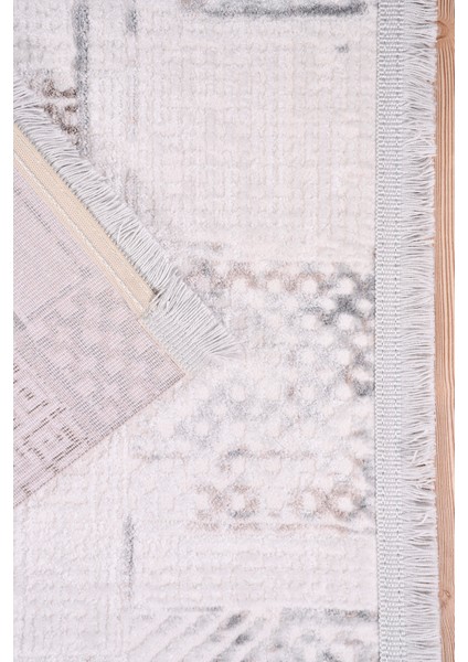 Elyfa Luxe Krem Akrilik Halı – Salon ve Oturma Odası, Robot Süpürge Uyumlu, 4m En-Özel Ölçü