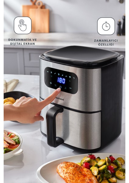 Akıllı Dokunmatik Ekranlı Airfryer 4,2l Wi-Fi Kontrollü 2503H 8 Program