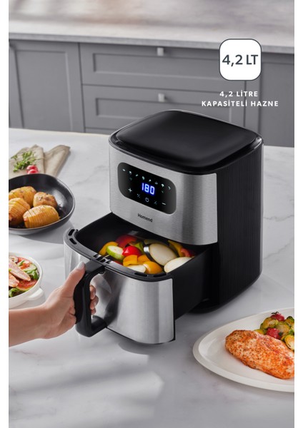 Akıllı Dokunmatik Ekranlı Airfryer 4,2l Wi-Fi Kontrollü 2503H 8 Program fiyatları