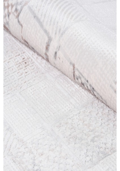 Elyfa Luxe Krem Akrilik Halı – Salon ve Oturma Odası, Robot Süpürge Uyumlu, 4m En-Özel Ölçü