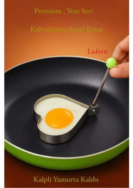 Paslanmaz Çelik Kalp Şekilli Kızartma Kalıbı Yumurta Omlet Krep Pankek Pancake Pişirme Kalıbı