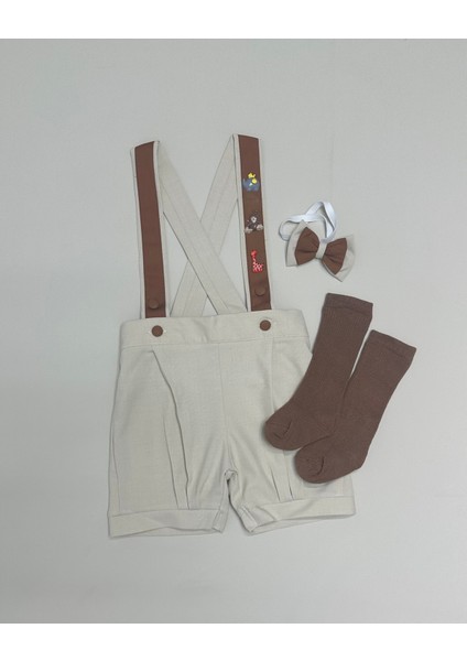 Udoras Tesktil Safari Konsept Şort Salopet Papyon Çorap