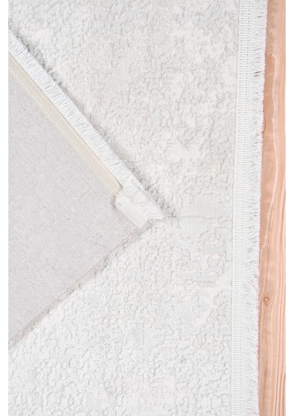 Elyfa Luxe Ekru Akrilik Halı – Salon ve Oturma Odası, Robot Süpürge Uyumlu, 4m En-Özel Ölçü