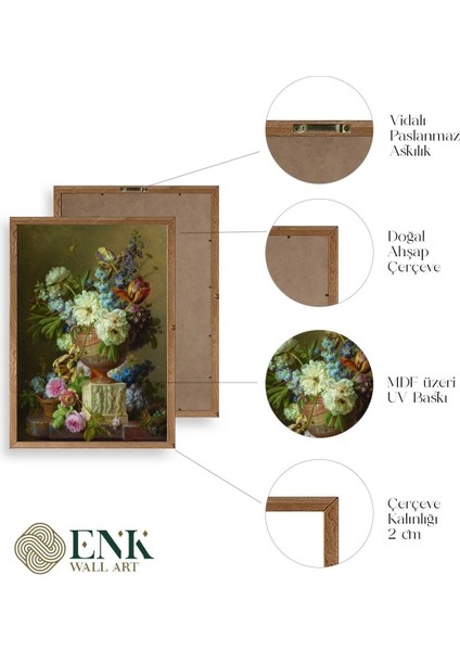 Çiçekler Ahşap Çerçeveli Tablo fırsatları