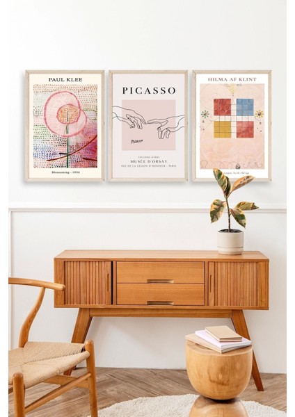 Ünlü Tablolar Üçlü Ahşap Çerçeveli Tablo modelleri