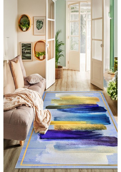 Modern Dekoratif Yıkanabilir Kaymaz Taban Halı – İnce, Yumuşak Salon Halısı, Mutfak Halısı ve Yolluk