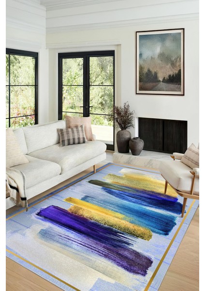 Modern Dekoratif Yıkanabilir Kaymaz Taban Halı – İnce, Yumuşak Salon Halısı, Mutfak Halısı ve Yolluk