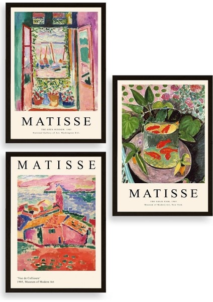 Matisse Üçlü Ahşap Çerçeveli Tablo