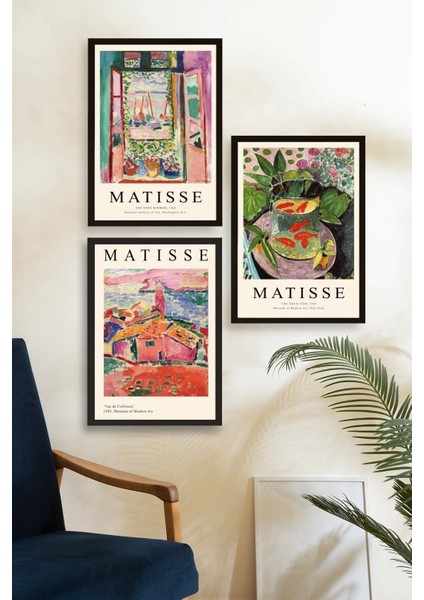 Matisse Üçlü Ahşap Çerçeveli Tablo fiyatları