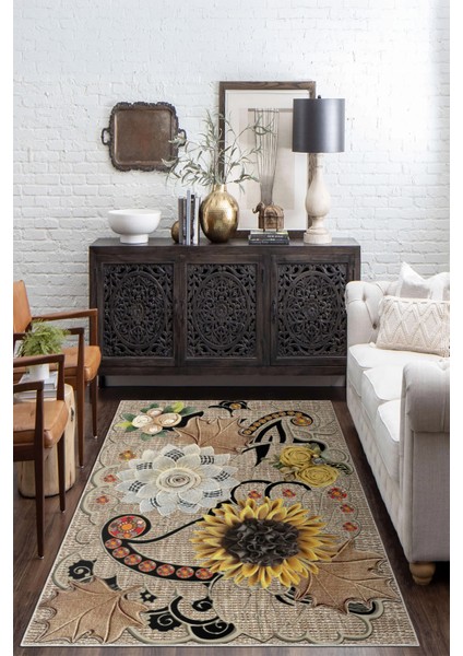 Modern Dekoratif Yıkanabilir Kaymaz Taban Halı – İnce, Yumuşak Salon Halısı, Mutfak Halısı ve Yolluk