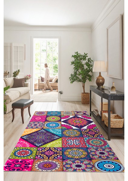 Modern Dekoratif Yıkanabilir Kaymaz Taban Halı – İnce, Yumuşak Salon Halısı, Mutfak Halısı ve Yolluk