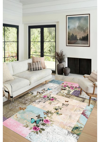 Modern Dekoratif Yıkanabilir Kaymaz Taban Halı – İnce, Yumuşak Salon Halısı, Mutfak Halısı ve Yolluk