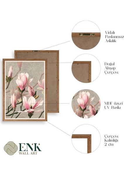 Magnolia Flowers Ahşap Çerçeveli Tablo fırsatları