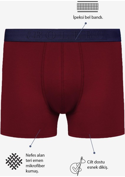 Erkek 3'lü Pamuklu Boxer Bordo Gri Lacivert fırsatları