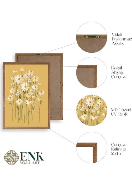 Çiçek Üçlü Ahşap Çerçeveli Tablo fırsatları