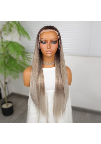 Rus Kumralı Beyaz Platin Ombreli ve Işıltılı Fiber Sentetik Tül Peruk fiyatları