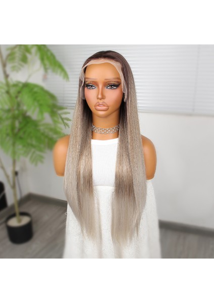 Rus Kumralı Beyaz Platin Ombreli ve Işıltılı Fiber Sentetik Tül Peruk fırsatları