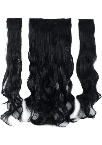 Fiber Sentetik Dalgalı Yarım Ay + 2 Yan Çıt Çıt / Siyah modelleri