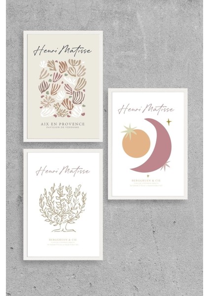 Matisse Üçlü Ahşap Çerçeveli Tablo