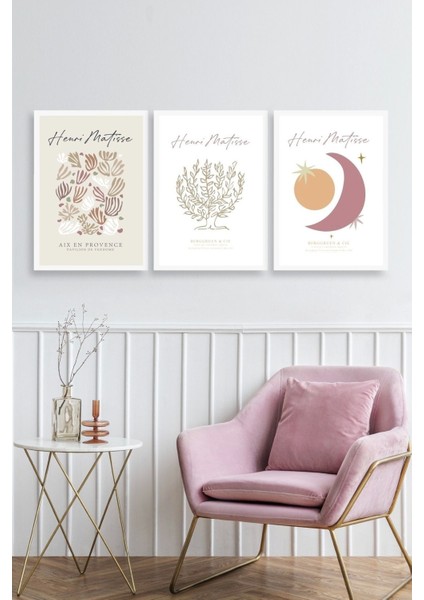 Matisse Üçlü Ahşap Çerçeveli Tablo modelleri