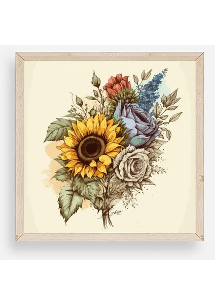 Ayçiçeği Ahşap Çerçeveli Tablo