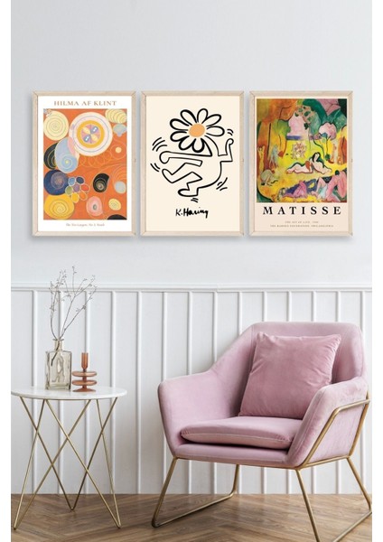 Ünlü Tablolar Üçlü Ahşap Çerçeveli Tablo fiyatları