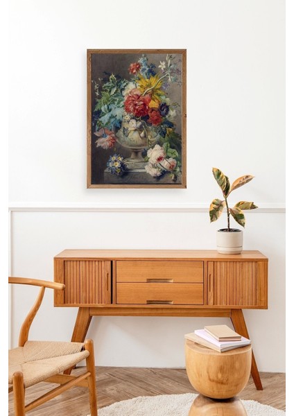 Vazodaki Çiçek Buketi Ahşap Çerçeveli Tablo modelleri