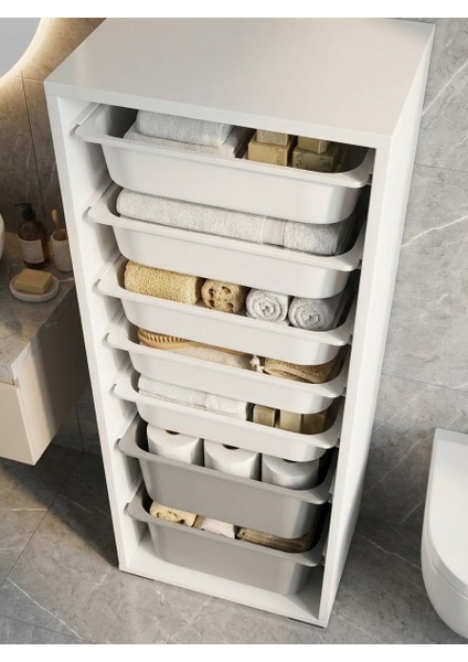 Zola 7 Sepetli Çok Amaçlı Banyo Dolabı Gri-Beyaz fiyatları