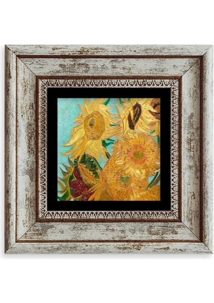 Ayçiçeği Çerçeveli Taş Tablo