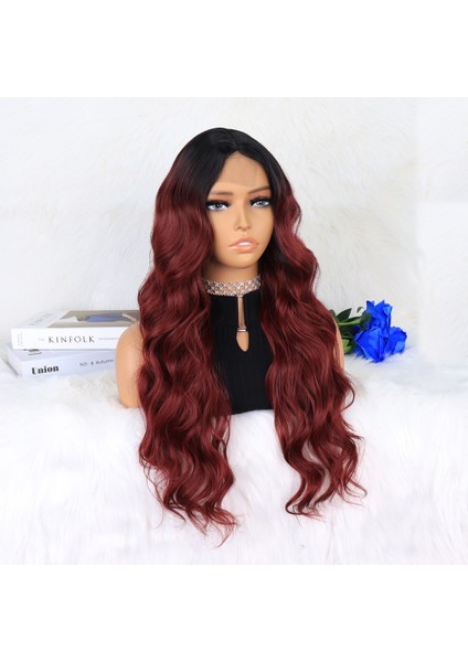 Siyah Koyu Kızıl Ombreli Dalgalı Tül Peruk modelleri