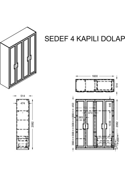Gardırop, Sedef 4 Kapaklı Dolap fırsatları