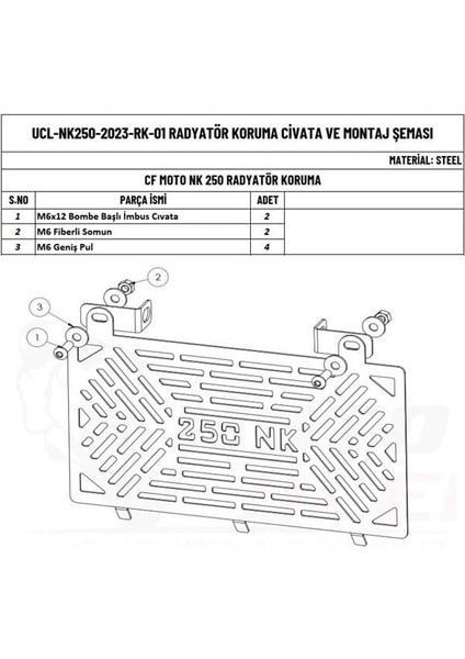 Radyatör Koruma 250NK Cfmoto 2023-2024 Uyumlu fiyatları