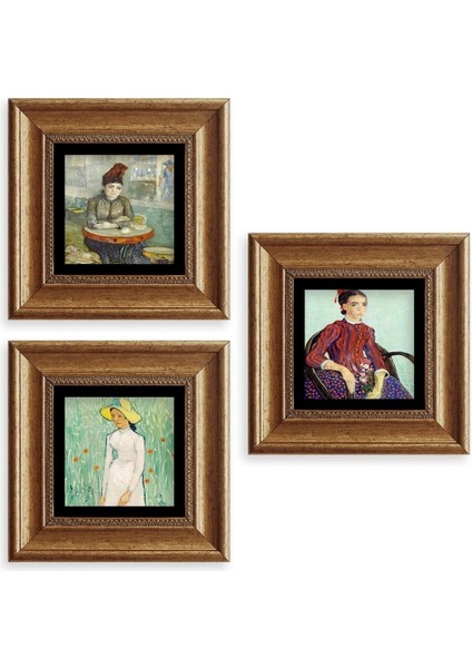 Kadınlar 3 Lü Set Çerçeveli Taş Tablo