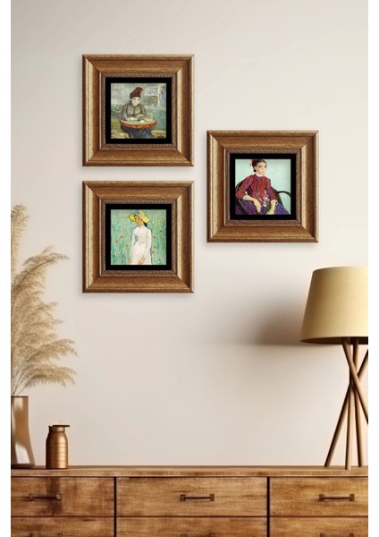 Kadınlar 3 Lü Set Çerçeveli Taş Tablo fiyatları