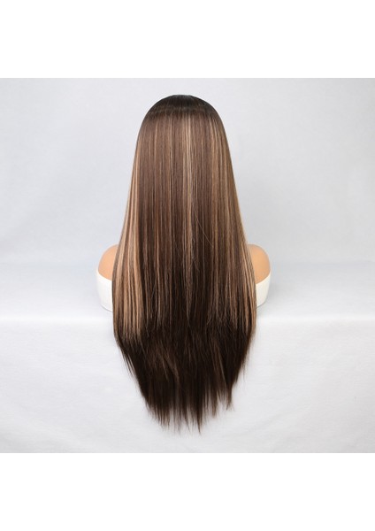 Kahverengi Balköpüğü Işıltılı Fiber Sentetik Düz Tül Peruk indirimleri