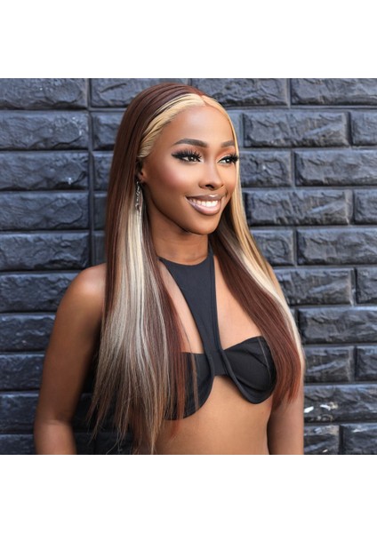 Açık Kahverengi / Önler Platin Işıltılı Tül Peruk modelleri