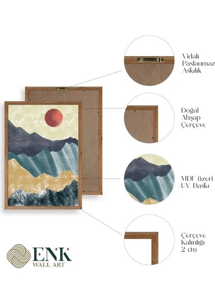 Manzara Üçlü Ahşap Çerçeveli Tablo fırsatları