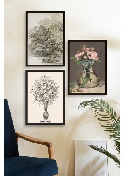 Matisse Üçlü Ahşap Çerçeveli Tablo fiyatları