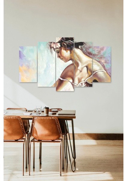 Kadın Hüzün 5 Parçalı Mdf Tablo